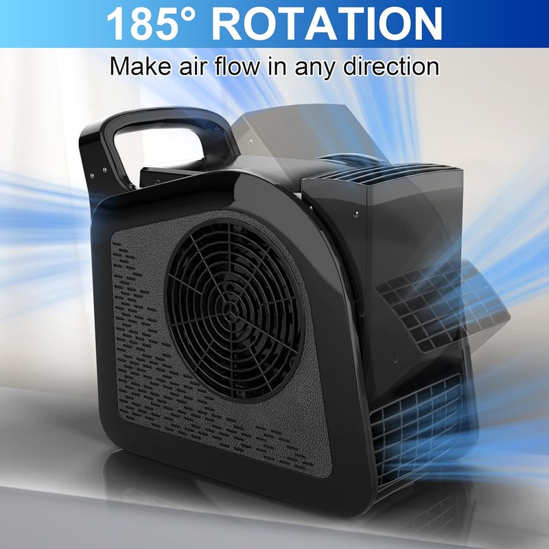 Puligoth Portable Blower Fan for Home: High Velocity Floor Fans for Cooling and Drying - Air Mover with 185° Rotating for Bedroom, Garage, Shop and Gym, 3 Speeds Utility Fan with 2 AC Outlets, Black - Image 5